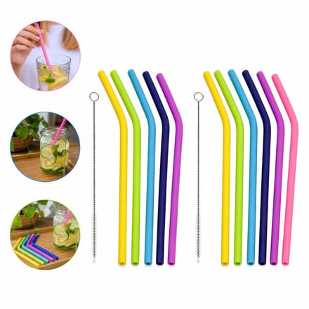 PD® Rietjes - Herbruikbare Siliconen Rietjes - 21 cm - 14 delig