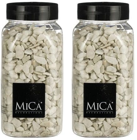 Mica Decorations decoratie steentjes - 2x - wit - 1 kilo - 650ml - hobby steentjes