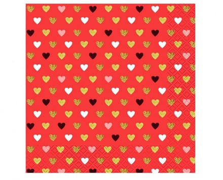 Love XOXO Red servet 20 pcs 33x33 cm