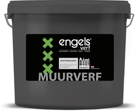 Engels Verf - Muurverf Latex Mat - Waterbasis - Dekkend Wit - Spuit en rollatex - 5 Liter