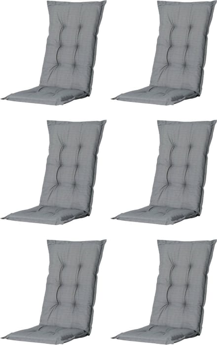Madison - Tuinkussen - Universeel - Lage Rug - 6 st. - Basic Grey - 105x46cm - Grijs - Tuinstoelkussens - Standenstoel
