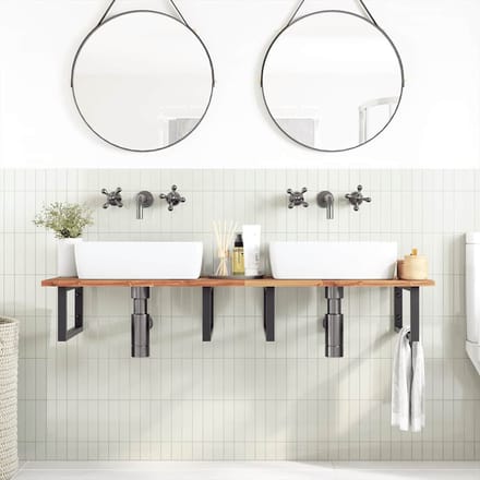 vidaXL - Badkamer - wandschap - staal - en - massief - acaciahout