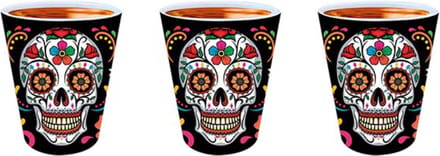 Fiestas Guirca - Shotglaasjes Catrina 6 x 5 cm - 3 stuks