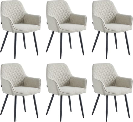 Colenis® - Beverly Eetkamerstoel - Set Van 6 - Beige - Bouclé