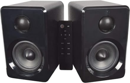 Actieve Stereo HiFi Boekenplank Luidsprekerset met Bluetooth, USB en AUX - Inkl. Afstandsbediening