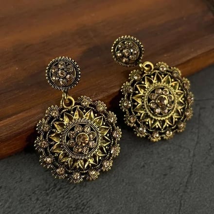Vergulde Zonnebloem Statement Oorbellen: Boho Vintage Luxe voor Dagelijkse Elegantie black