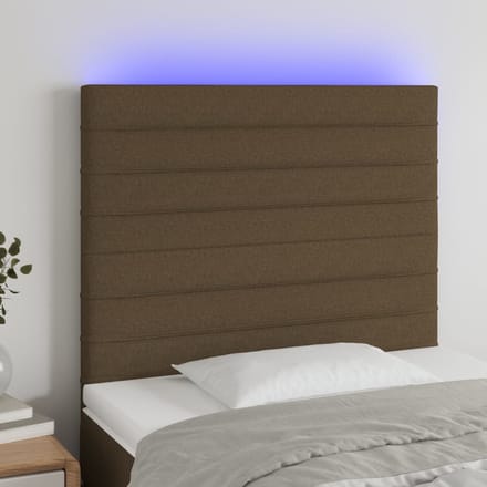 vidaXL - Hoofdbord - LED - 100x5x118/128 - cm - stof - donkerbruin