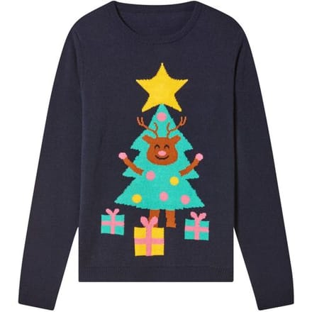 PEPPERTS! Kinder kersttrui met lampjes (Marineblauw, 158/164)
