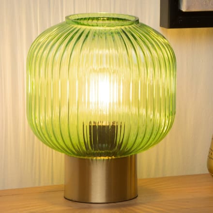 Lucide Maloto tafellamp van glas, groen/goud, Ø 20 cm, E27