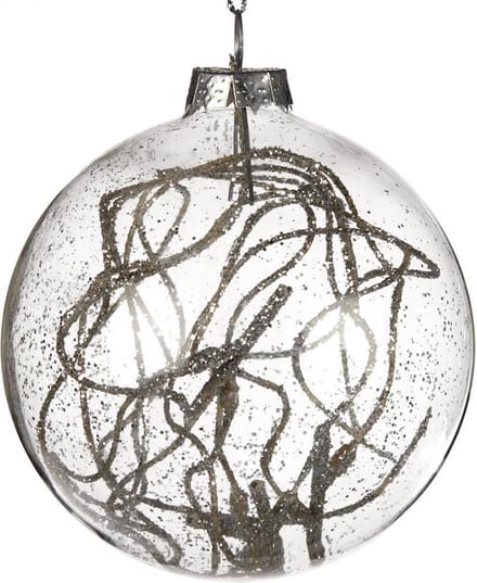 Goodwill Kerstbal Zilver takje Glas D 8 cm   Voordeelverpakking van 2 stuks