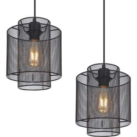 Globo - hanglamp - Augustin - zwart - metaal - grote eettafellamp - E27 - 15664-4H