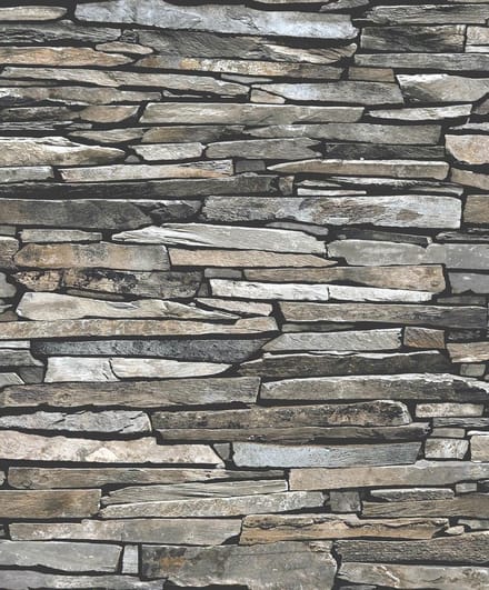 Dutch Wallcoverings vliesbehang stenen - grijs/zwart