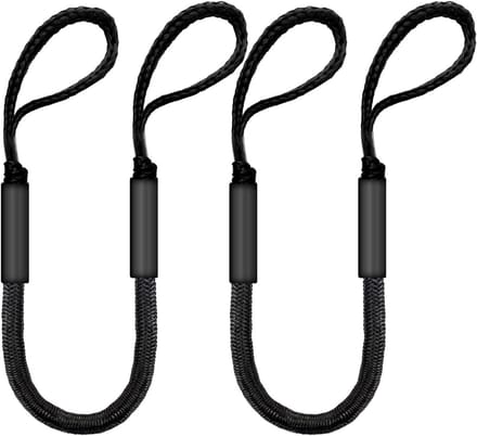 Bungee Dock Lijn - Meertouw Boot - Veilig Aanleggen - Verstelbare Lussen - 4-5.5FT - Zwart