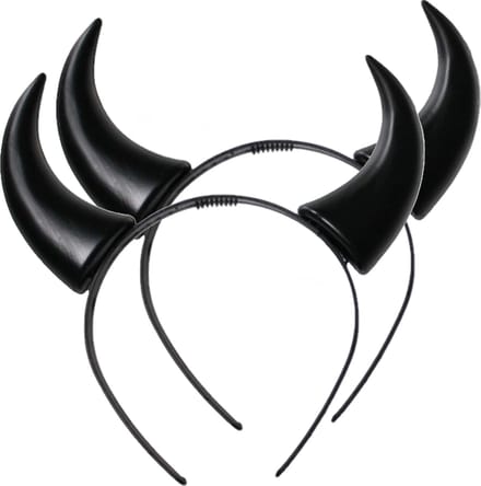 Krüger Halloween Duivel Hoorntjes diadeem - 2x - plastic - zwart - volwassenen
