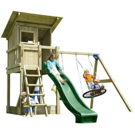 Bluerabbit 2.0 Rabbit 2.0 Schommel met speeltoren en glijbaan Beach Hut groen Schommels Schommels