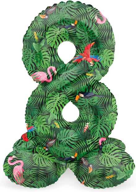 Staande Folieballon Cijfer 8 Jungle Vibe - 72 cm