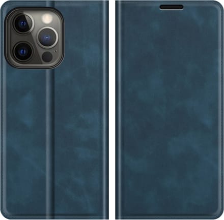 MobyDefend Hoesje - Geschikt voor iPhone 13 Pro - Luxe Wallet Bookcase (Magnetische Sluiting) - Blauw