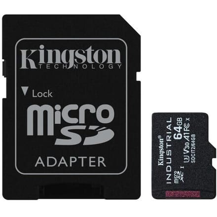 Kingston 64 GB microSDXC industriële C10 A1 pSLC-kaart + SD-adapter
