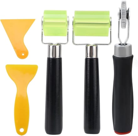 Set van 3 drukrollers, siliconen rollers en rubber rollers voor behang en PVC-lassen met 2 schrapers, hittebestendig en ideaal voor randen