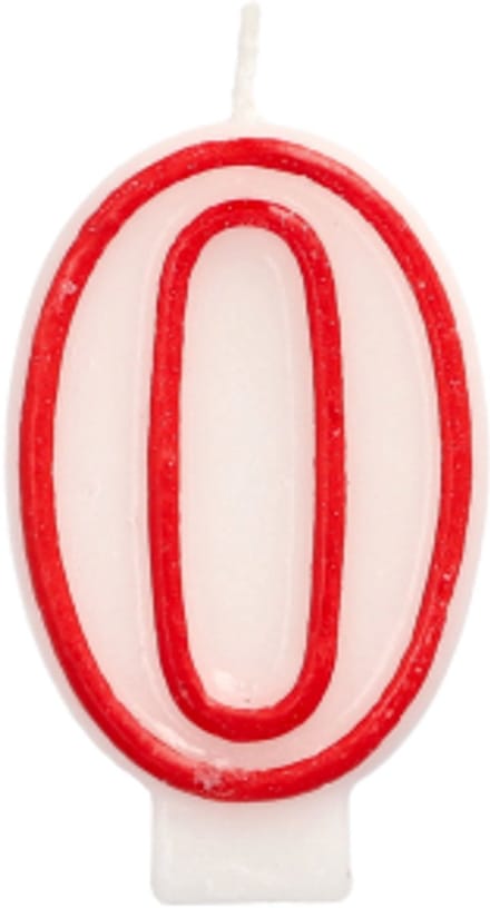 12x Verjaardagskaarsjes 73 cm wit 0 met rode rand