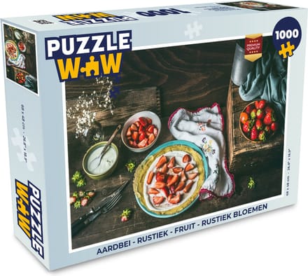 Puzzel Aardbei - Rustiek - Fruit - Rustiek Bloemen - Legpuzzel - Puzzel 1000 stukjes volwassenen