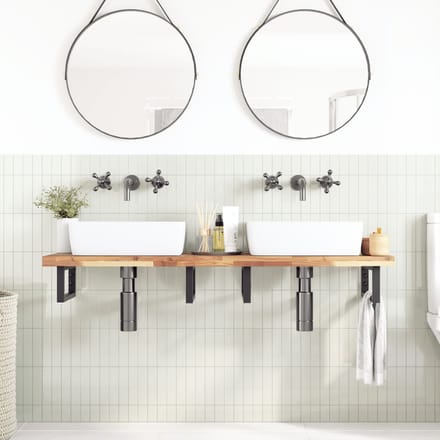 vidaXL - Badkamer - wandschap - staal - en - massief - acaciahout