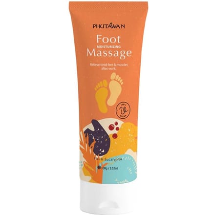 Massage hydratant pour les pieds bio Phutawan, soulage les pieds et les muscles fatigués après le travail, Plai & Eucalyptus, 100 g. 100 g. orange