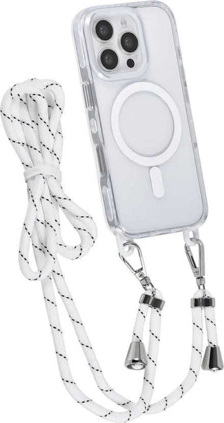 Multimedia & Accessoires MagSafe TPU Back Cover Hoesje met Koord geschikt voor Apple iPhone 16 Pro Max - Wit