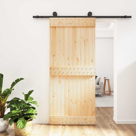 vidaXL - Schuifdeur - 90 - x - 210 - cm - Massief - Pine - Hout - (Onbehandeld)