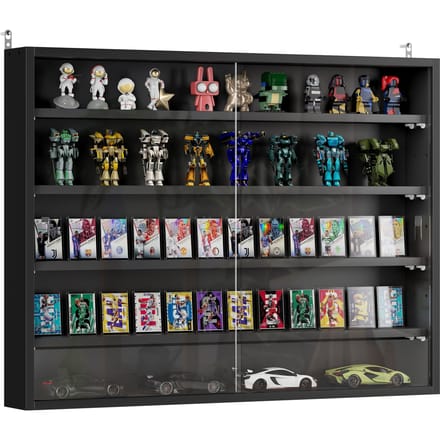 Homcom Vitrina De Pared Con Estantes Ajustables Y 2 Puertas 80X9,5X60 Cm Negro