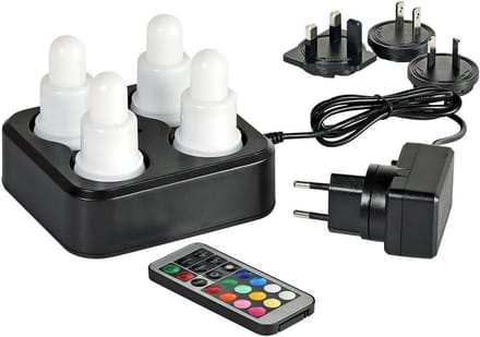 Set van 4 Oplaadbare LED Kaarsen met Afstandsbediening - Warm Wit & Kleur