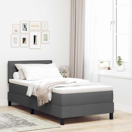 vidaXL - Boxspring - bed - met - hoofdeinde - Donkergrijs - 100 - x - 200 - cm - Stof