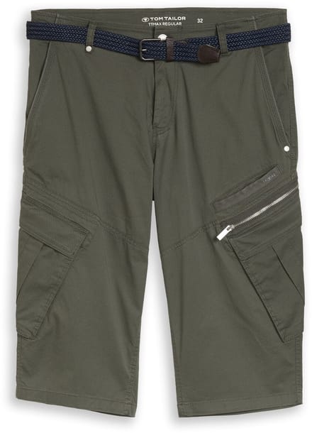 Tom Tailor - TTMAX REGULAR overknee-short met riem - Maat 31 - khaki mini weave print