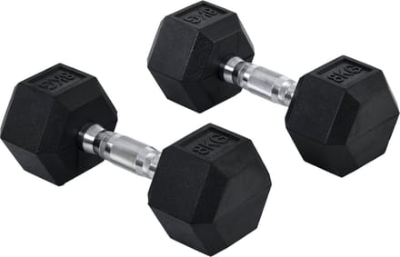 Fitgoodz - Dumbbells - Hexa dumbbell - Set 2x 8 Kg - Hex Dumbbel - Krachttraining