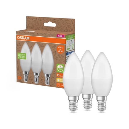 OSRAM LED lamp kaars opaal E14 4,9W 827 3-pack