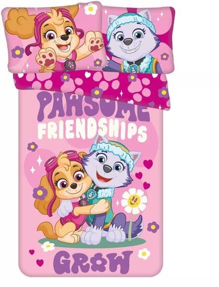 Paw Patrol Pawsome peuterdekbedovertrek - roze - 100 x 135 cm - 40 x 60 cm