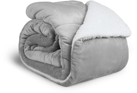 SleepMed Luxe sherpa deken - 2 Zijdig - Lichtgrijs - 200x200cm
