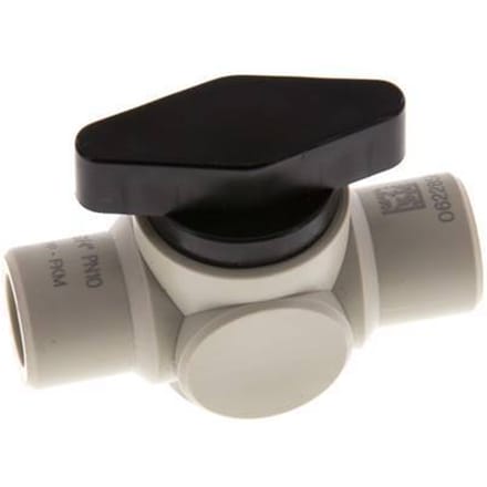 PP 2-Weg Kogelkraan G 1/4'' FKM Vacuüm