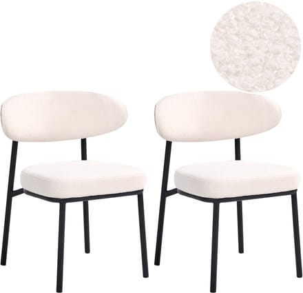 WINTON - Eetkamerstoelen set van 2 - Off-white - Bouclé