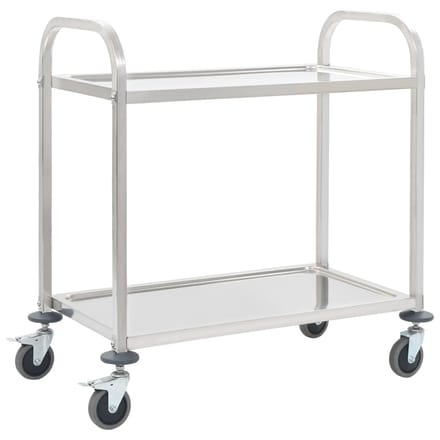 vidaXL - Keukentrolley - 2-laags - 96,5x55x90 - cm - roestvrij - staal