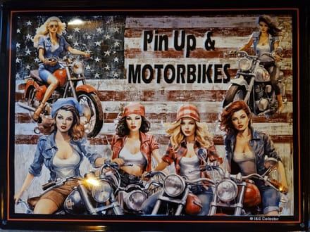 Pin Up & Motorbikes Metalen wandbord 30 x 40 cm.