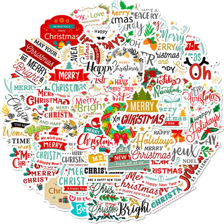 Meer Leuks - Stickerset Kerst - Teksten - 50 stuks - Kerstteksten - Merry Christmas