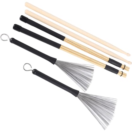 Drumstok Borstel Set Comfortabele Grip Stevig Hout Drumstokken Draad en Staaf Borstels beige