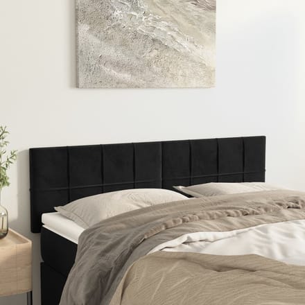 vidaXL - Hoofdborden - 144x5x78/88 - cm - fluweel - zwart