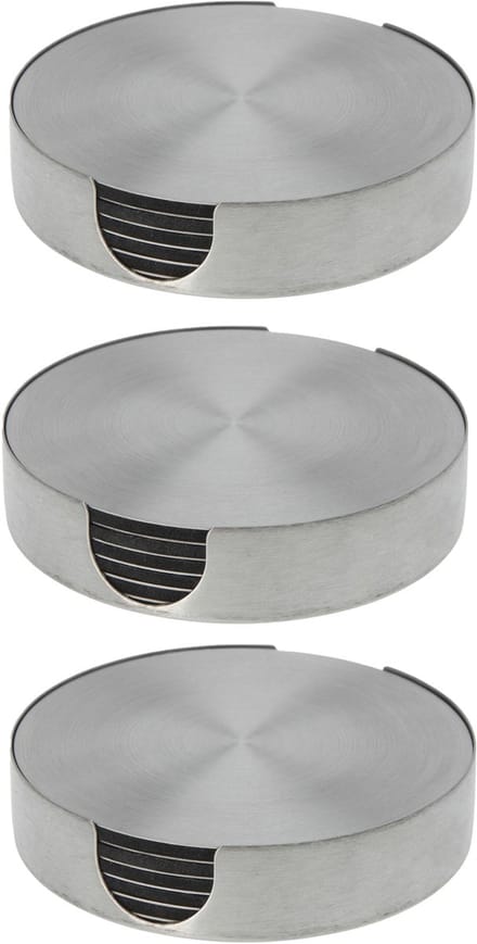 Bellatio Design Onderzetters - 18x - zilver - rvs - 10 cm - rond - schuimlaag