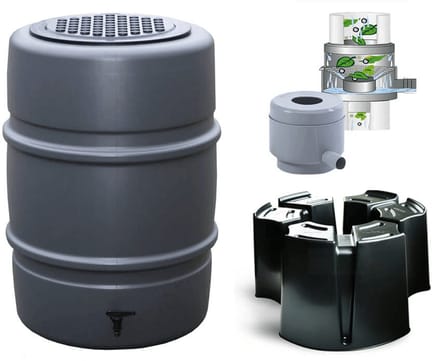 Harcostar - Regentonset Harcostar - 168 L Antraciet + Voet + Vulautomaat & Afsluiter
