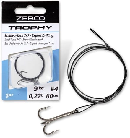 Zebco Trophy Steel Trace 7x7 Expert Treble Hook (1pc) - Maat : 60cm - 9 kilo