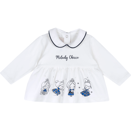 Chicco T-shirt van sweatstof met lange mouwen - Wit - 74