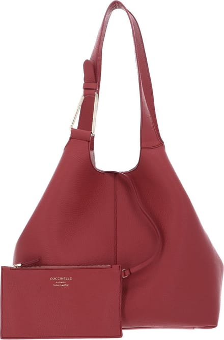 COCCINELLE Leren Schoudertas Brume Handbag Grained Leather Pot Lichtrood