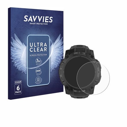 Savvies - Screenprotector voor Garmin Instinct 3 Solar Tactical Edition (50 mm) - Folie Beschermfolie transparant 6 Stuks